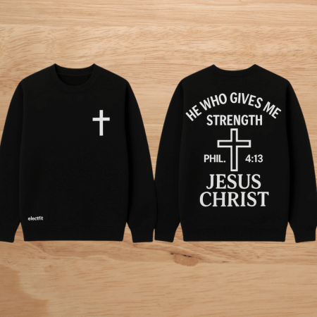 Strength Through Christ Crewneck Sweater - Black